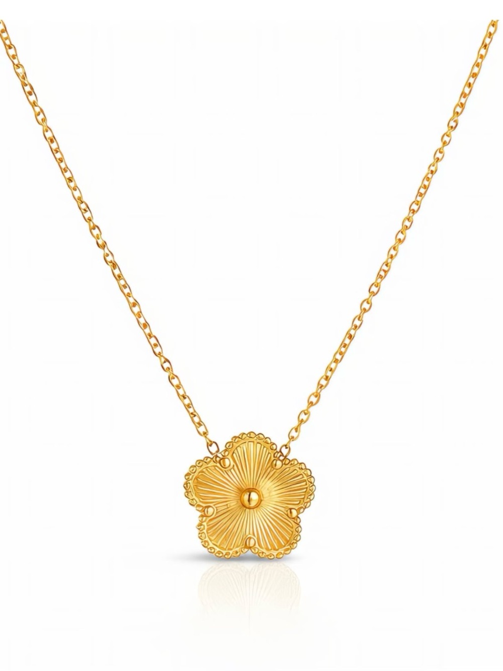 Gold Flower Pendant Necklace - Elegant Women's Jewelry